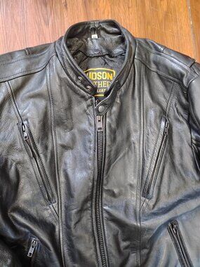 Vintage Hudson Leather Motorcycle Biker Jacket Black